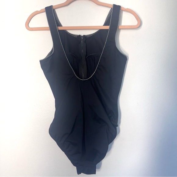 Miraclesuit Zipper Front One Piece Swimsuit Women's Size 12 Black - Picture 7 of 11